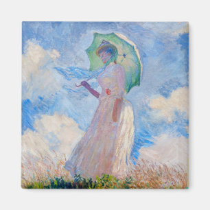 Imán Claude Monet - Mujer con un parasol mirando a la i