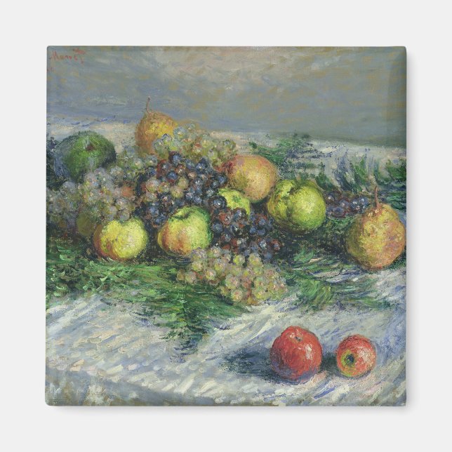 Imán Claude Monet | Vida residual con peras y uvas (Frente)