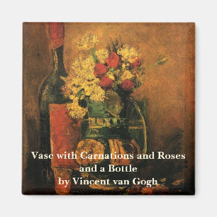 Imán Claveles, Rosas y una Botella por Vincent van Gogh