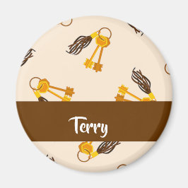 Imán Claves de casa de oro en rosa