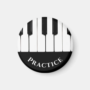 Imán Claves de piano en blanco y negro, "práctica"