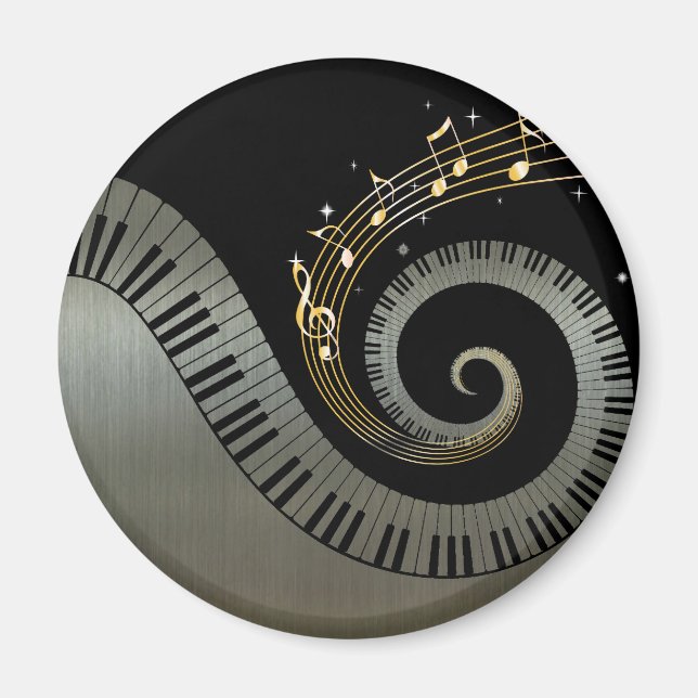 Imán Claves de piano y notas de música de oro Aluminio (Frente)