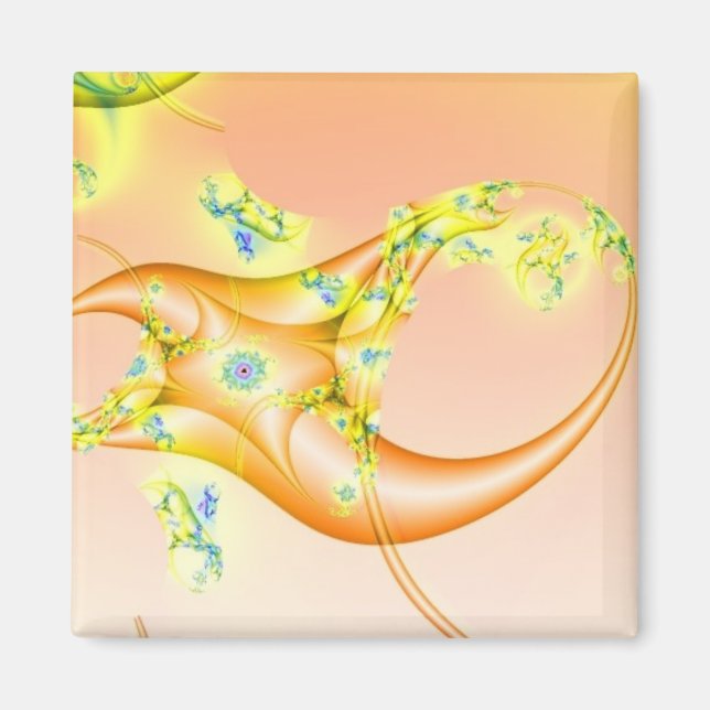 Imán Claw | Arte fractal Naranja y amarillo (Frente)