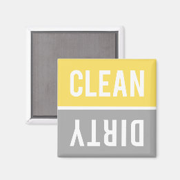 Imán Clean Dirty Bright Yellow and Gray Dishwasher