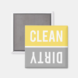 Imán Clean Dirty Bright Yellow and Gray Dishwasher