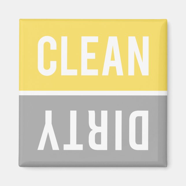 Imán Clean Dirty Bright Yellow and Gray Dishwasher (Frente)