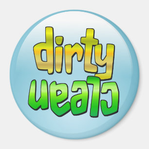 Imán Clean Dirty Dishwasher Magnet Green Yellow Round