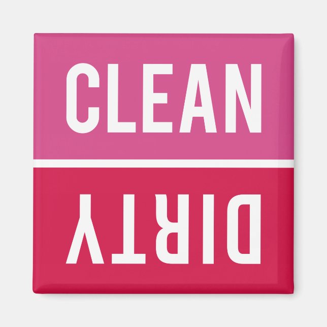 Imán Clean Dirty Hot Pink and Red Dishwasher (Frente)