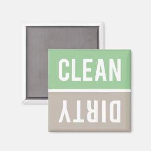 Imán Clean Dirty Mint Green and Beige Dishwasher