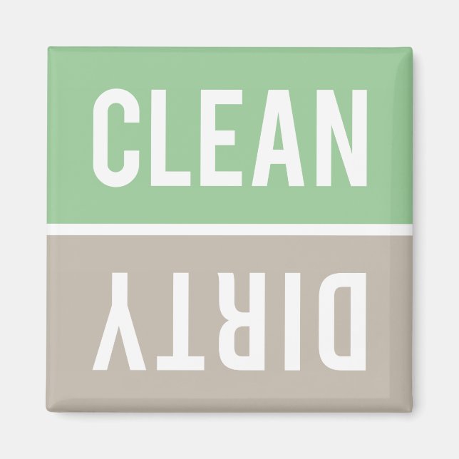 Imán Clean Dirty Mint Green and Beige Dishwasher (Frente)