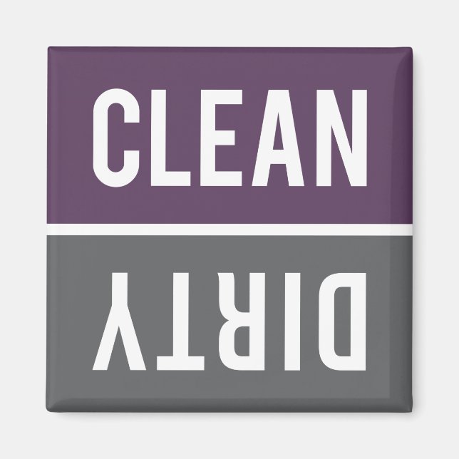 Imán Clean Dirty Purple and Charcoal Gray Dishwasher (Frente)