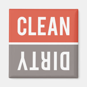 Imán Clean Dirty Red Orange and Warm Gray Dishwasher