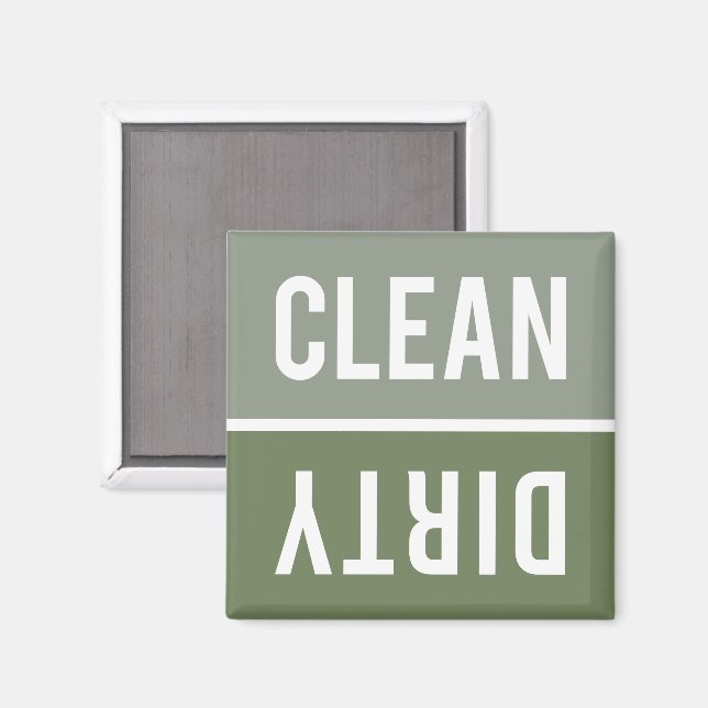 Imán Clean Dirty Sage Olive Green Dishwasher (Anverso/Reverso)