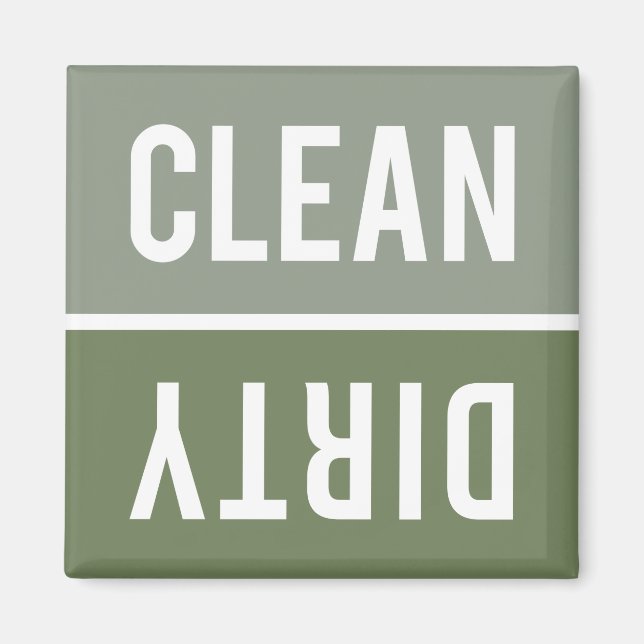 Imán Clean Dirty Sage Olive Green Dishwasher (Frente)
