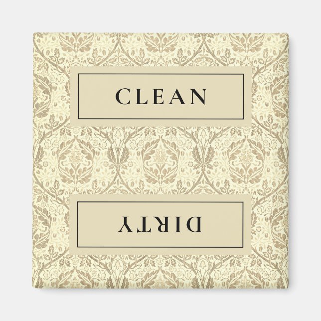 Imán CLEAN DIRTY Sepia Tan Floral Deslavavajillas (Frente)