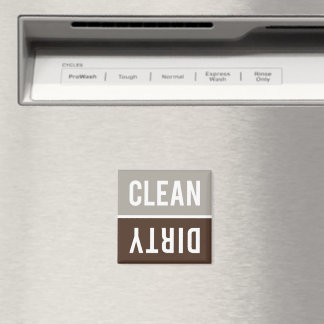 Imán Clean Dirty Taupe Gray and Brown Dishwasher