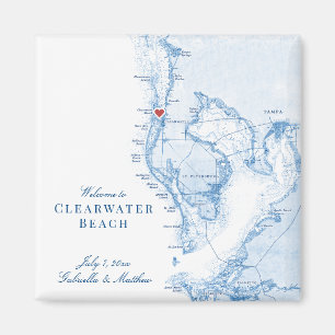 Imán Clearwater Beach Florida Map Wedding Favnet