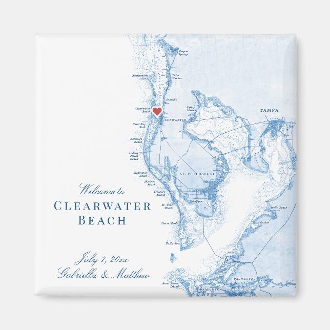 Imán Clearwater Beach Florida Map Wedding Favnet (Frente)