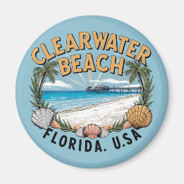Imán Clearwater Beach Retro Vignette