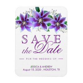 Imán Clematis Chic Clásico Ahorra la Fecha de la Boda