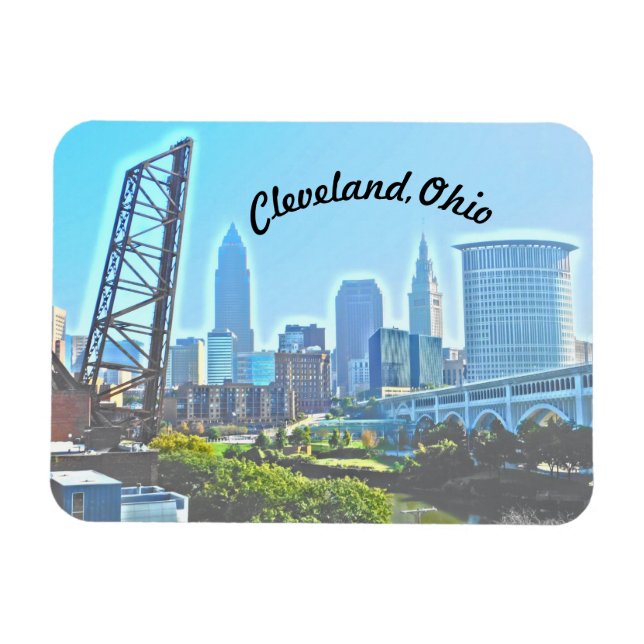 Imán Cleveland Morning (Texto curvo) Magnet (Horizontal)