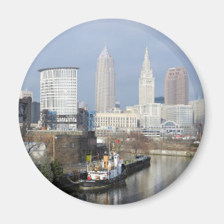 Imán Cleveland OH (Vista del río con remolcador)
