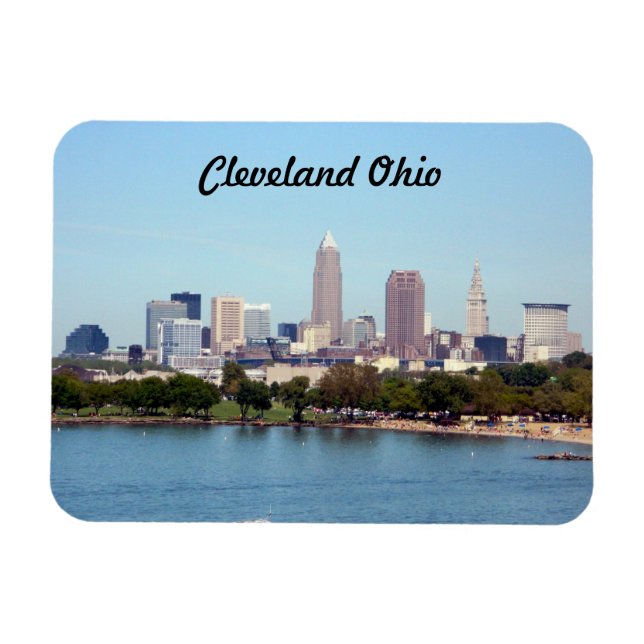 Imán Cleveland, Ohio Lake Skyline Magnet (Horizontal)