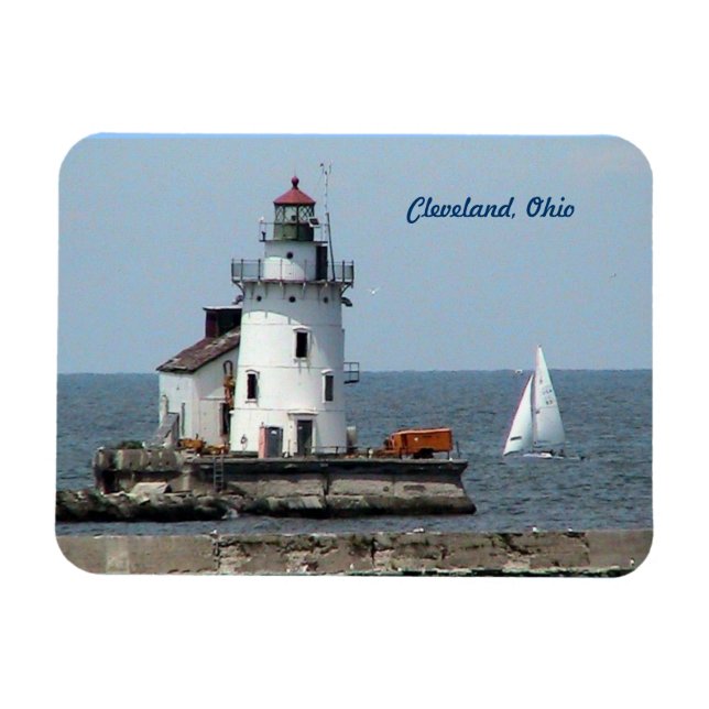 Imán Cleveland Ohio Lighthouse Fridge Magnet (Horizontal)