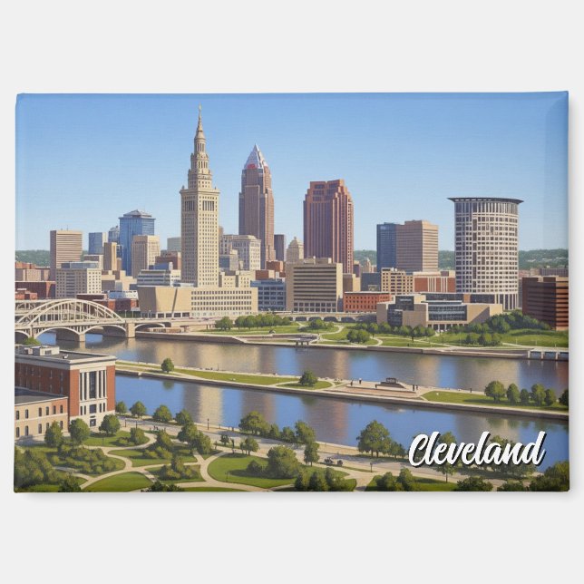 Imán Cleveland Ohio Skyline (Anverso)