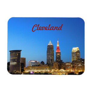 Imán Cleveland Skyline Wine and Gold Magnet
