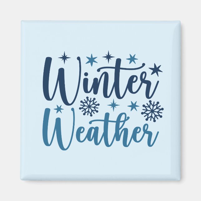 Imán Clima de invierno - Tipografía de vacaciones nevad (Frente)