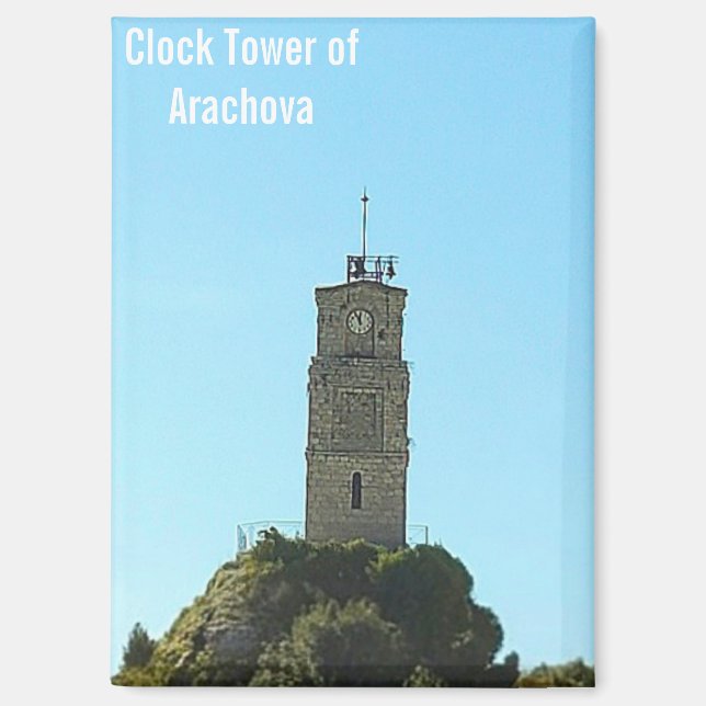 Imán Clock Tower of Arachova Greece Magnet (Anverso)