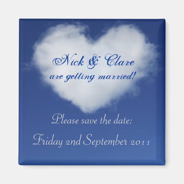 Imán Cloud Heart Save the Date Magnet (Frente)