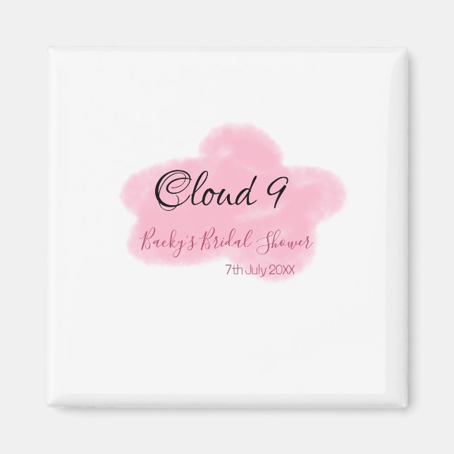 Imán Clouds nine red pastel bridal shower namedate (Frente)