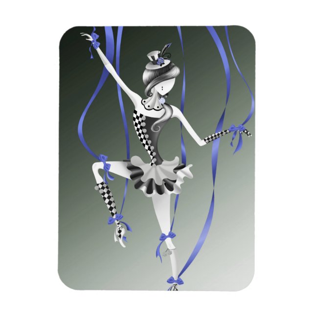 Imán Clown Puppet Ballerina Blue Ribbon Fridge Magnet (Vertical)