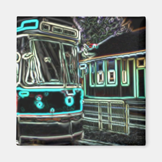 Imán CLRV Neon en stad Square Magnet (Frente)