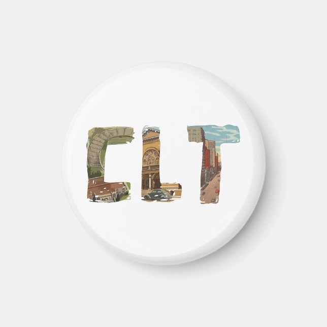 imán CLT Charlotte Carolina del Norte (Frente)