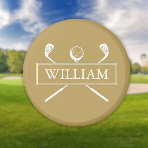 Imán Club De Golf Gold Y White Custom Name