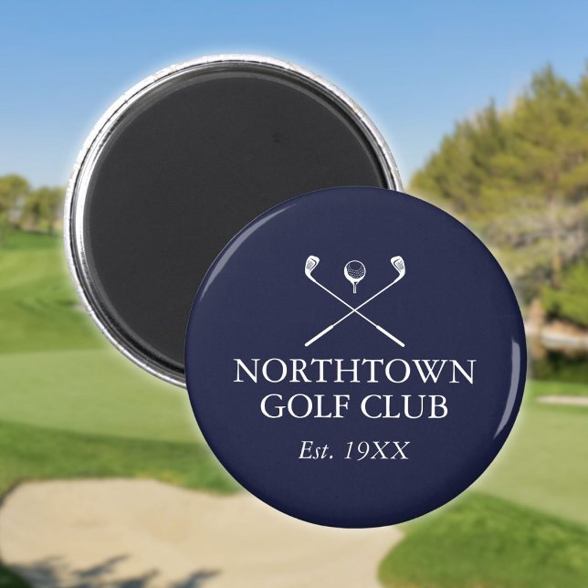 Imán Club de golf personalizado Nombre Navy Azul (Personalized Golf Club Name Navy Blue Magnet)