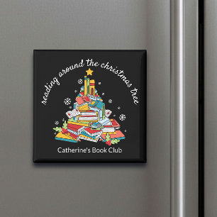 Imán Club de lectura alrededor del árbol de Navidad