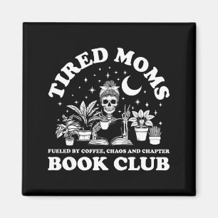Imán club de lectura de mamás cansadas esqueleto leyend