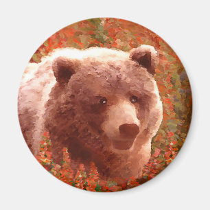 Imán Club de oso pardo en pintura de marihuana de fuego