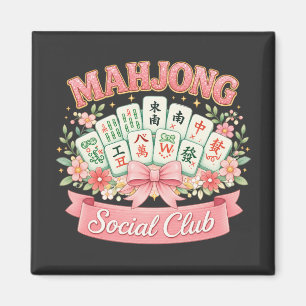 Imán Club Social de Mahjong Lazo Floral Rosa