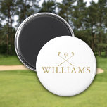 Imán Clubes de golf Classic Gold Personalized Name<br><div class="desc">Personalice el nombre en la tipografía clásica de oro para crear un regalo de golf único y mantener el sake para cualquier golfista. Diseñado por Thisisnotme©</div>