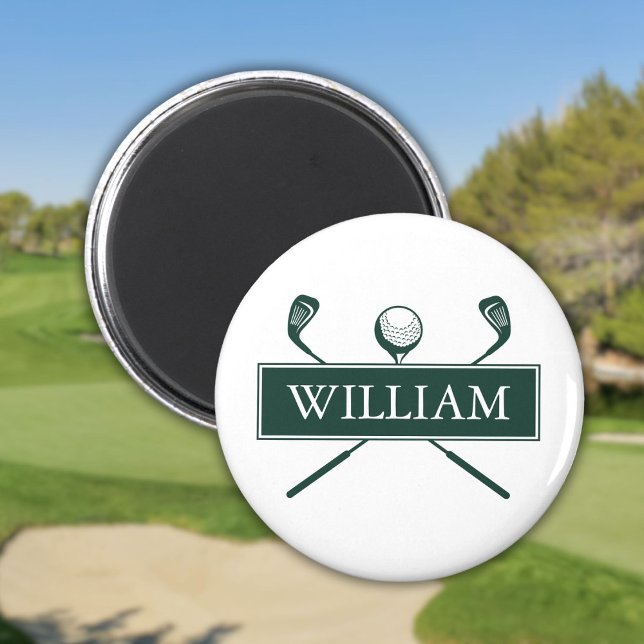 Imán Clubes de golf de nombre personalizado Emerald Gre (Emerald Green Personalized Name Golf Ball Clubs Magnet)