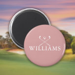 Imán Clubes de golf de nombre rosado Rosa con polvo per<br><div class="desc">Personalice el nombre en la tipografía clásica para crear un regalo de golf único y mantenerlo para cualquier golfista. Diseñado por Thisisnotme©</div>