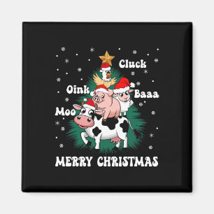 Imán Cluck Oink Baa Moo Farm Animal Christmas Tree Merr