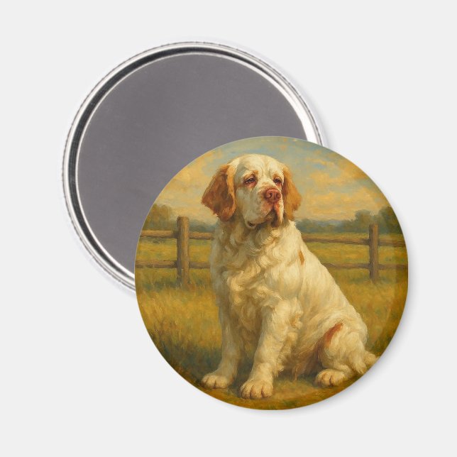 Imán Clumber Spaniel (Anverso/Reverso)