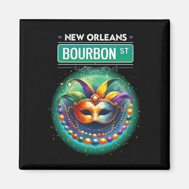Imán Cly New Orleans Bourbon Street Guay Fun Nola Mardi (Frente)