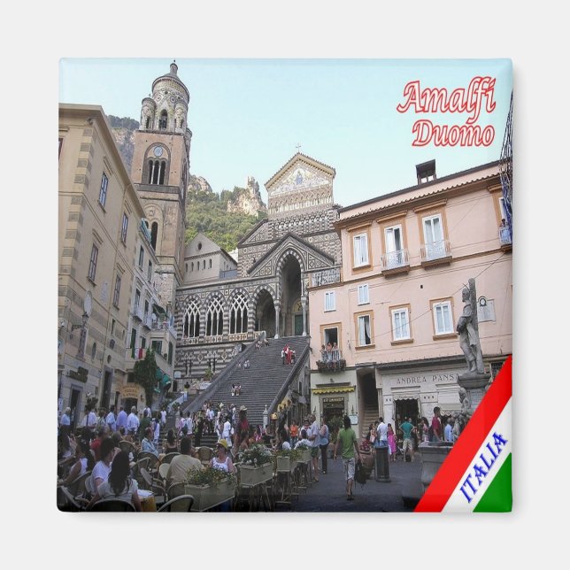 Imán CMP141 AMALFI, Plaza del Duomo, Italia, Fridge (Frente)